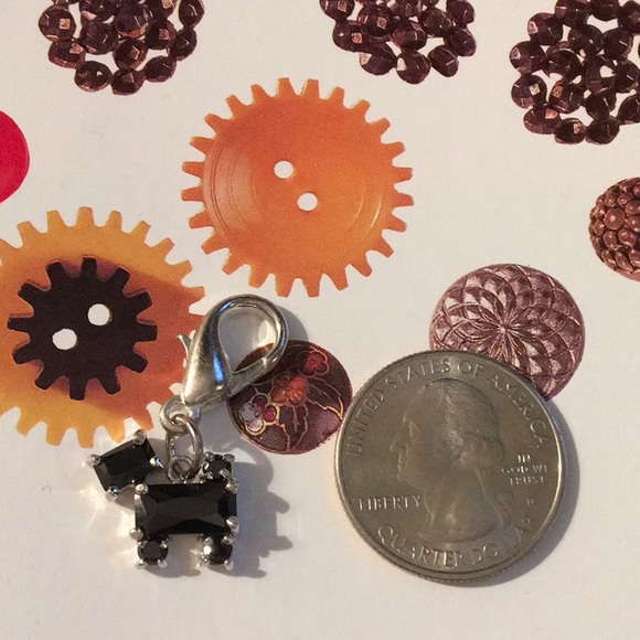 Black Cubic Zirconia Scottie Scotty Pet Collar Charm NEW Zipper Pull Key Chain - Picture 2 of 3